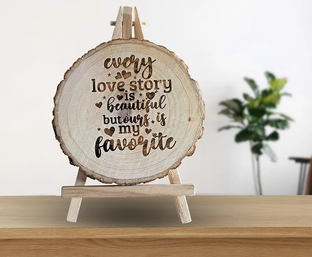 Love Story Engraved Wood Chip
