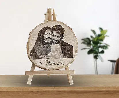 Engraved Love Wood Log in India