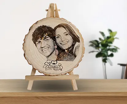 Engraved Valentines Day Wood Log in India