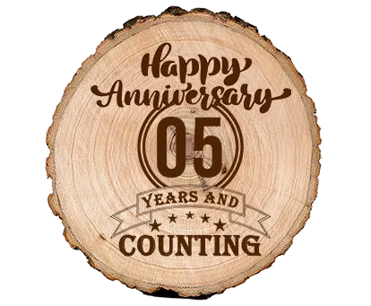 Happy Anniversary Engraved Wood Log