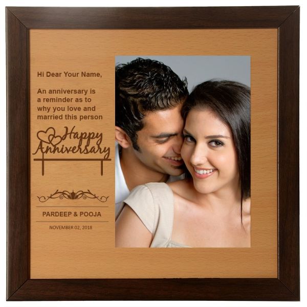 Photo Frame Happy Anniversary in Brown